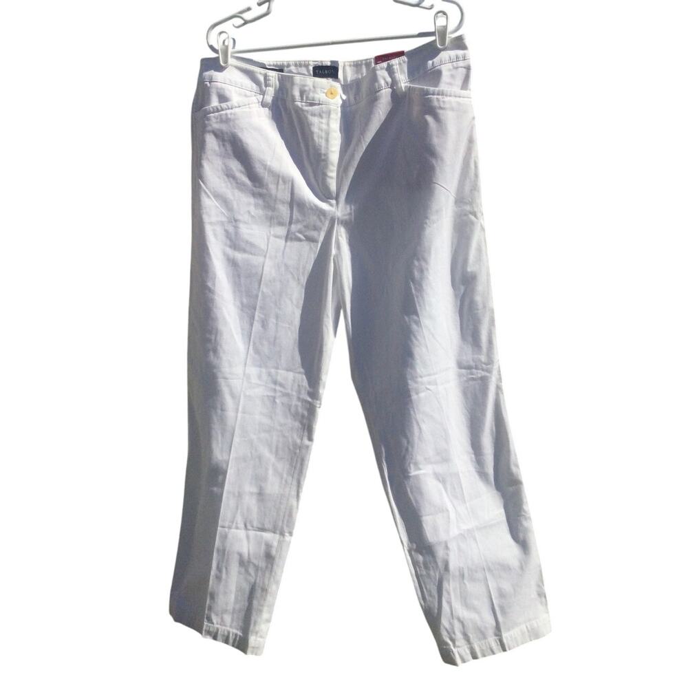 NEW Talbots Womens Stretch Cotton Chino Curvy Pant White 16 Classic Fall Work